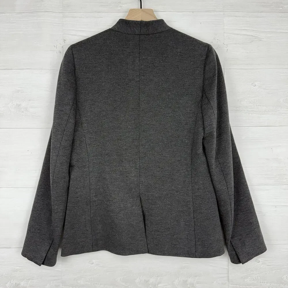 J.Crew Going Out Blazer Size‎ 8 Tall Gray Open Front Stretch Knit Twill Office